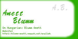 anett blumm business card